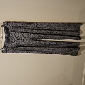 ROBERT LOUIS BLUE, WHITE & BLACK PATTERNED PULL-ON WIDE LEG PANTS SIZE 1X